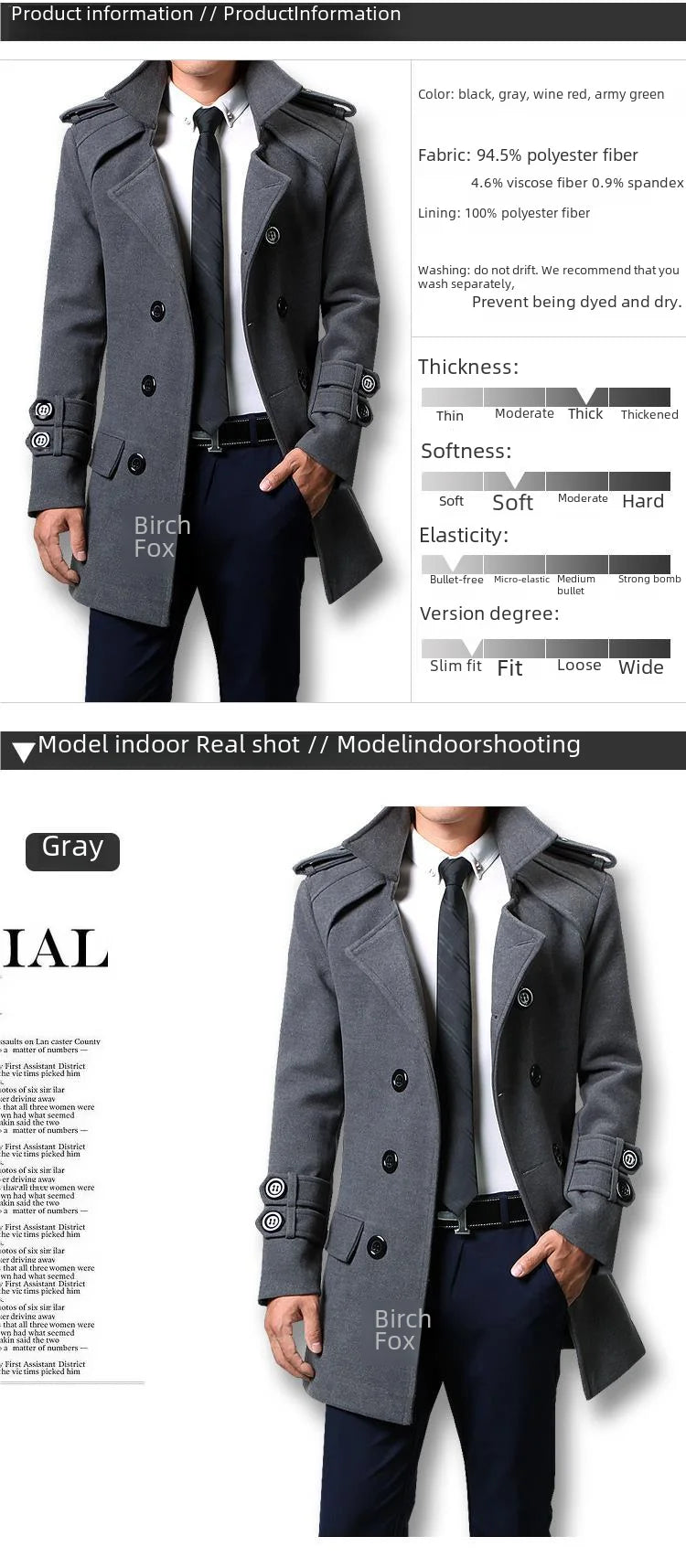 Winter Woolen Overcoat Men Medium-length Fleece-lined Thickened Trendy Wool Jacket For Autumn/winter Season