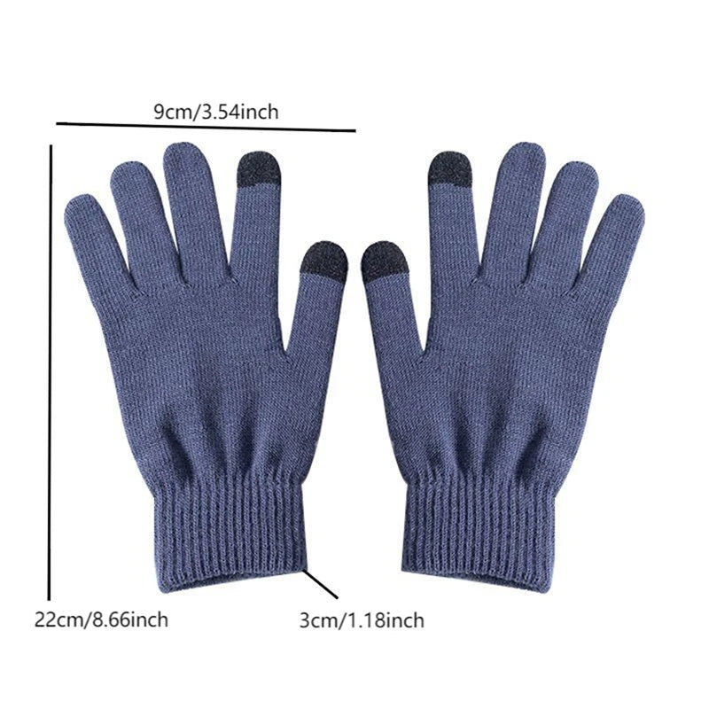 Winter Warm Knitted Gloves Mobile Phone Touchscreen Wool Knitted Gloves Winter Thick Warm Adult Gloves Mittens for Men Women