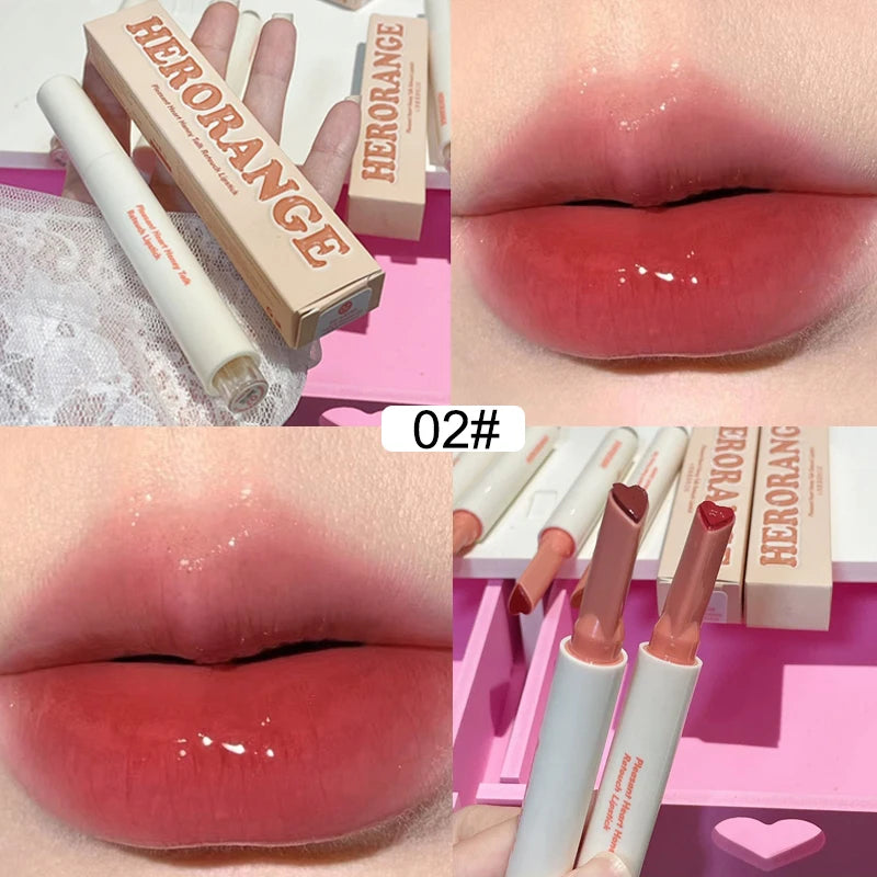 New Mirror Glass Solid Lip Glaze Water Light Heart Shape Lipstick Pen Clear Oil Jelly Lip Gloss Korean Tint Makeup Girl Cosmetic