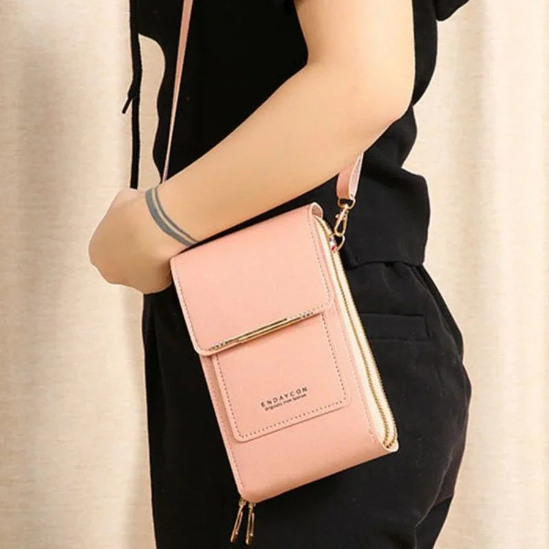 Women's Handbag Touch Screen Cell Phone Purse Shoulder Bag Female Cheap Small Wallet Soft Leather Crossbody сумка женская