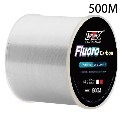 300m 500m Fluorocarbon Coating Fishing Line 4.13LB-34.32LB Carbon Fiber Leader Line Fishing Lure Wire Sinking Line Japan