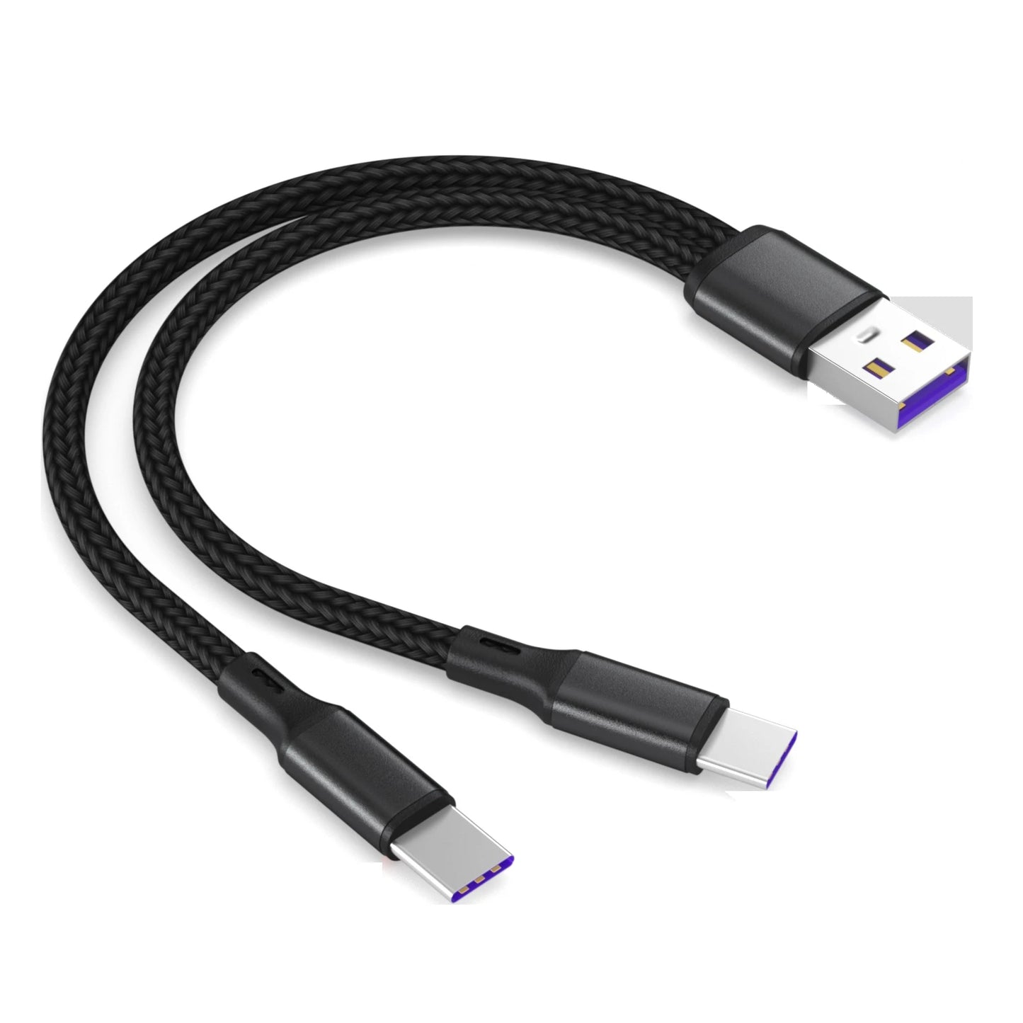 1.2m USB Charging Spliter Cable 2-in-1 Data Cord Type C Micro USB Fast Charging Cable Y Splitter 5A Fast Charging Cable