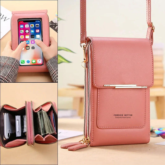 Women's Handbag Touch Screen Cell Phone Purse Shoulder Bag Female Cheap Small Wallet Soft Leather Crossbody сумка женская