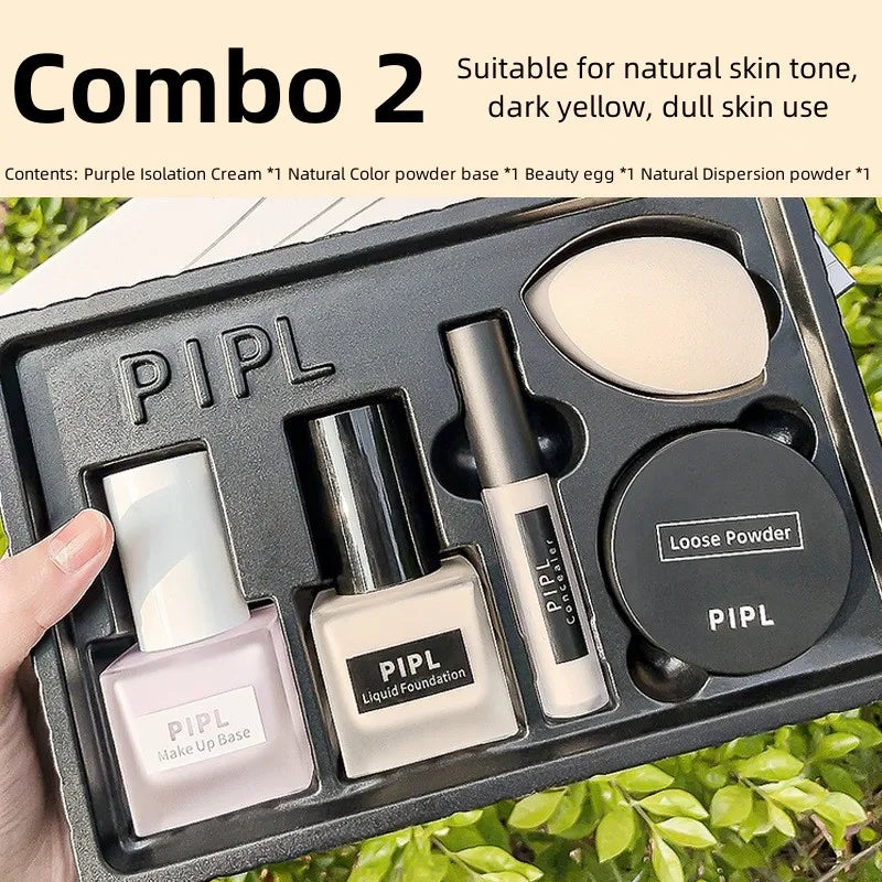 Base Makeups 5Pcs/Set Foundation Liquid Isolation Concealer Beauty Make Ups Egg Loose Powder Combination Cosmetics Set Wholesale