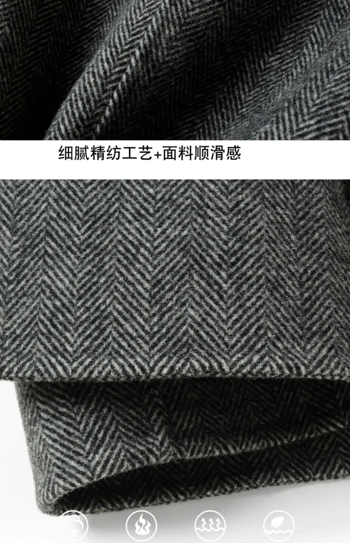 Autumn Winter Herringbone 100% Wool Coats for Men Belt Business Casual Double Sided Woolen Jacket Men's Long Coat Male Clothing