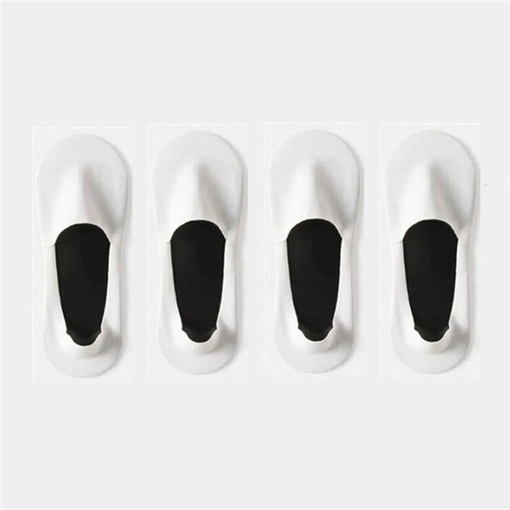 4 Pairs Ice Silk Men Invisible Socks Invisible Nylon Non-slip Socks No Trace Casual Breathable Solid Color Sokken