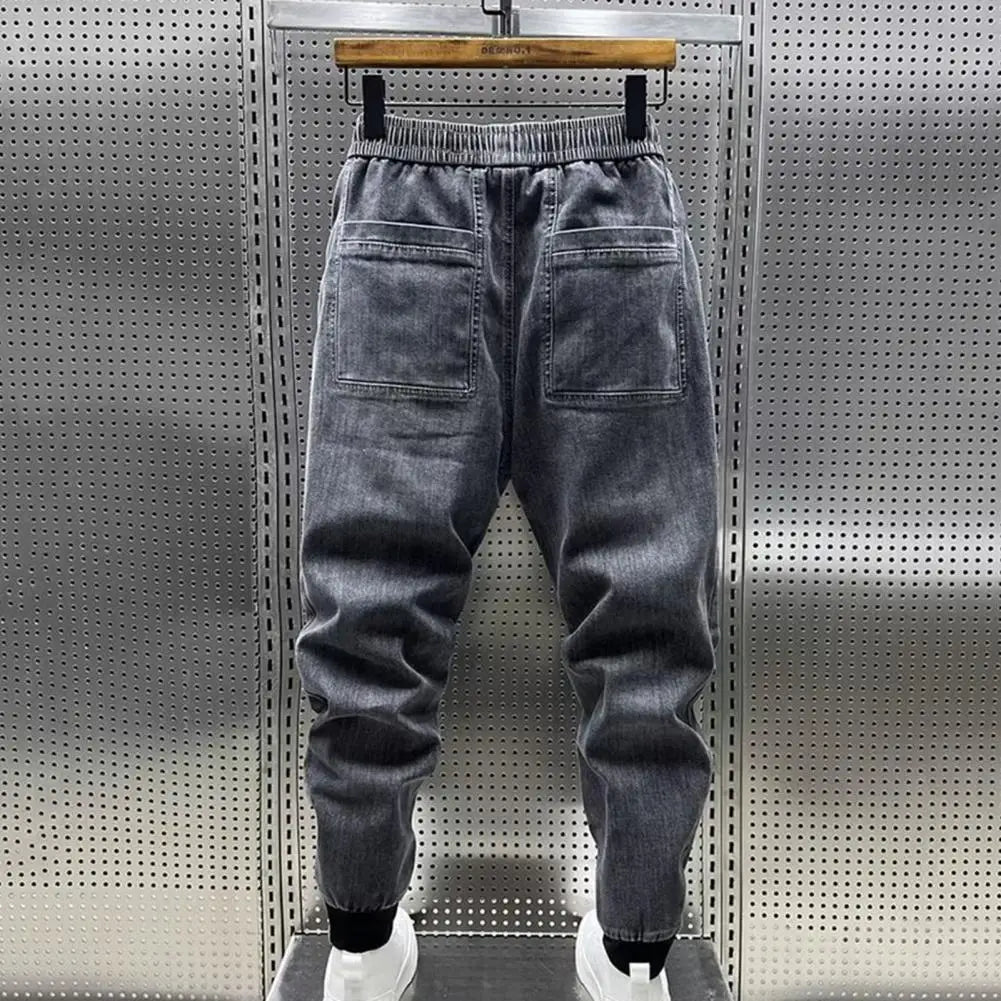 Men's Jeans Fashion Casual Jogger Harem Denim Pants Hip Hop elastic waist Letter printing jeans Male Trousers 2024 spring new