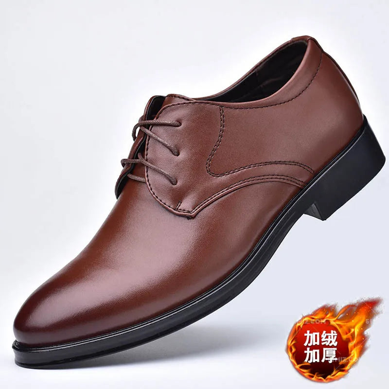 Men Dressing Shoes Formal for Men's Casual Shoe Leather Social Wedding Designer Pointed Toe Black Office Winter Shoes Brand 2023