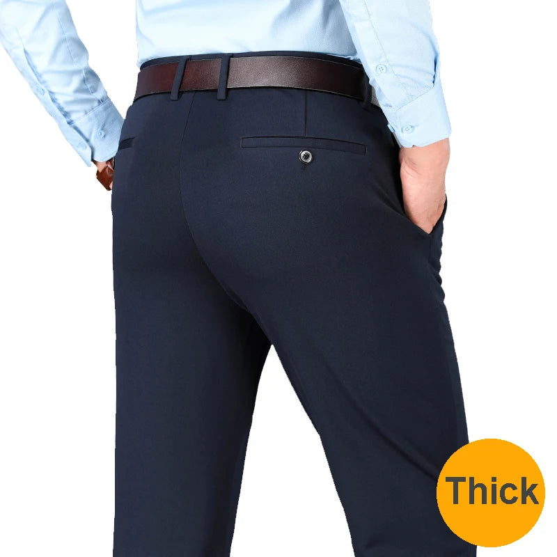 Men's Business Casual Pants Spring Summer Elastic Trousers Office Suit Pants Quick Dry Formal Pants Breathable Comfortable