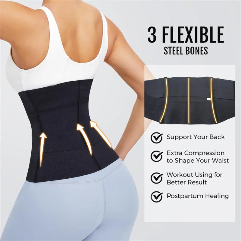 MiiOW Waist Trainer Corset Women Binders Shapers Tummy Wrap Body Shapewear Slimming Belt Flat Belly Workout Postpartum Girdle