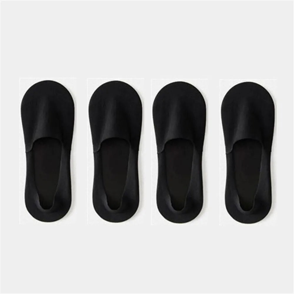 4 Pairs Ice Silk Men Invisible Socks Invisible Nylon Non-slip Socks No Trace Casual Breathable Solid Color Sokken