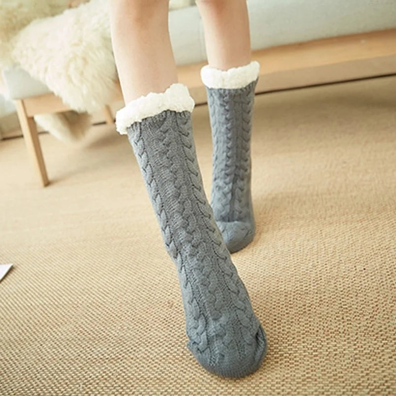 Fuzzy Slippers Socks Women Winter Plush Anti non slip Grip Soft  Floor Sock Female thick Fluffy Sleeping Short Thermal Sock